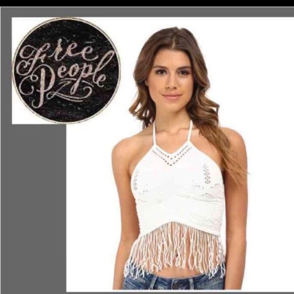 FREE PEOPLE FRINGE HALTER TOP NWOT